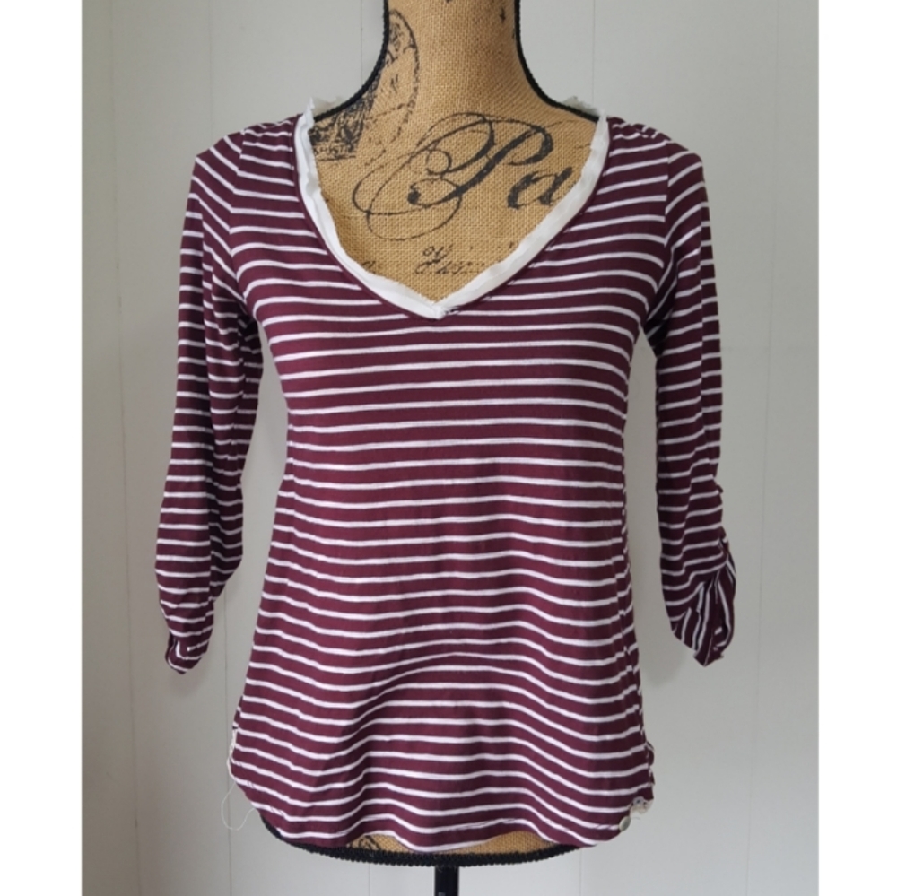 Anthropologie Meadow Rue Striped Lace Cassia Top